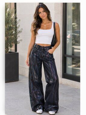 NWT Levi's Superlow Loose Jeans In Luminous Night Shiny SZ-30